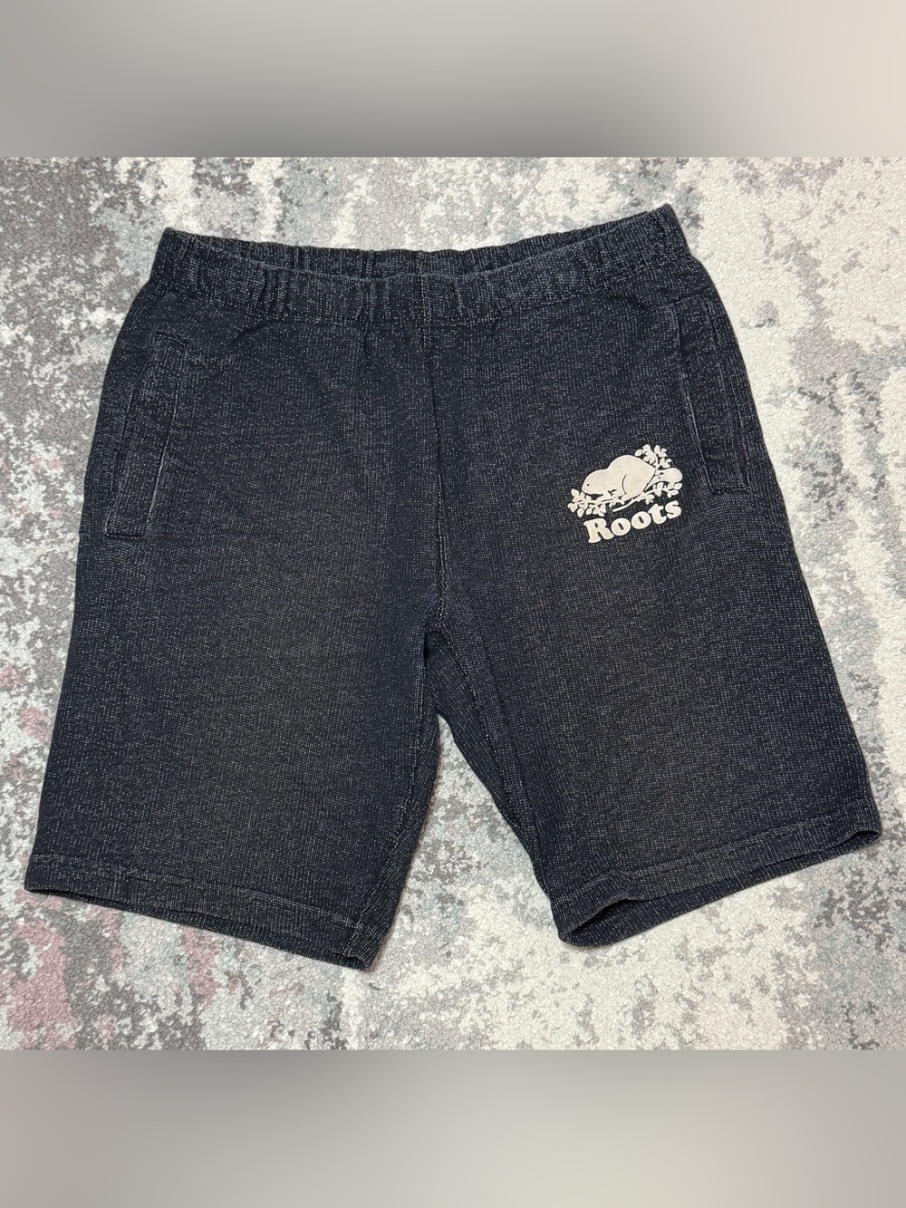 Roots Men's Black Logo Elastic-Waist Hybrid Shorts